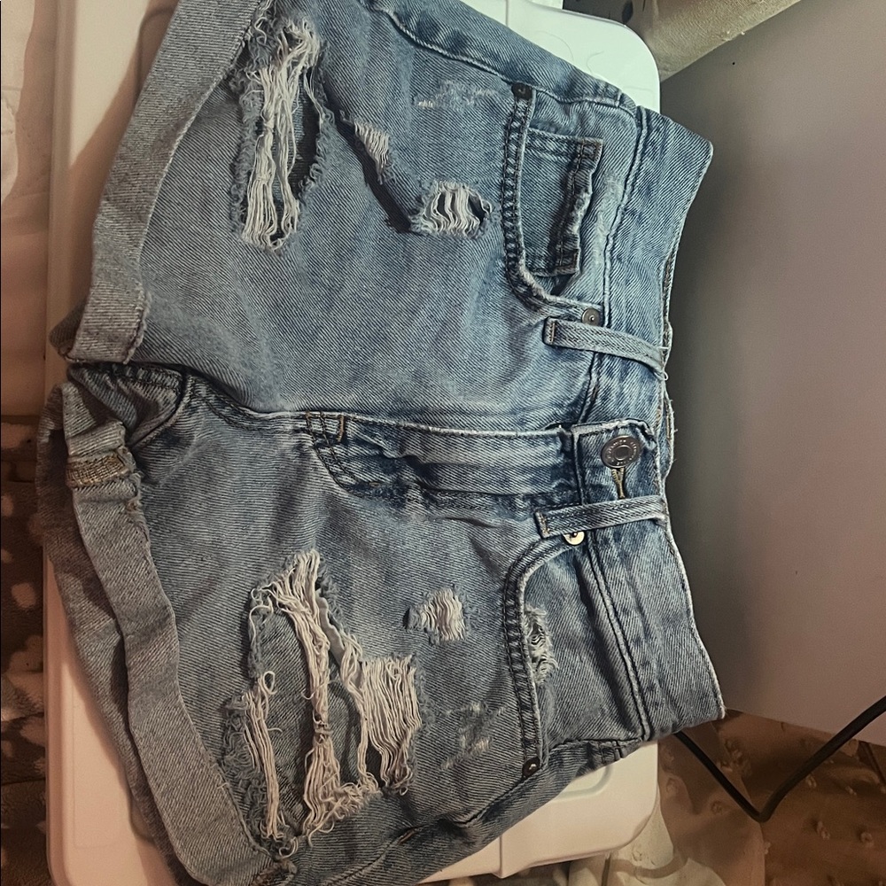 Aeropostale Light Blue Distressed Jean Shorts